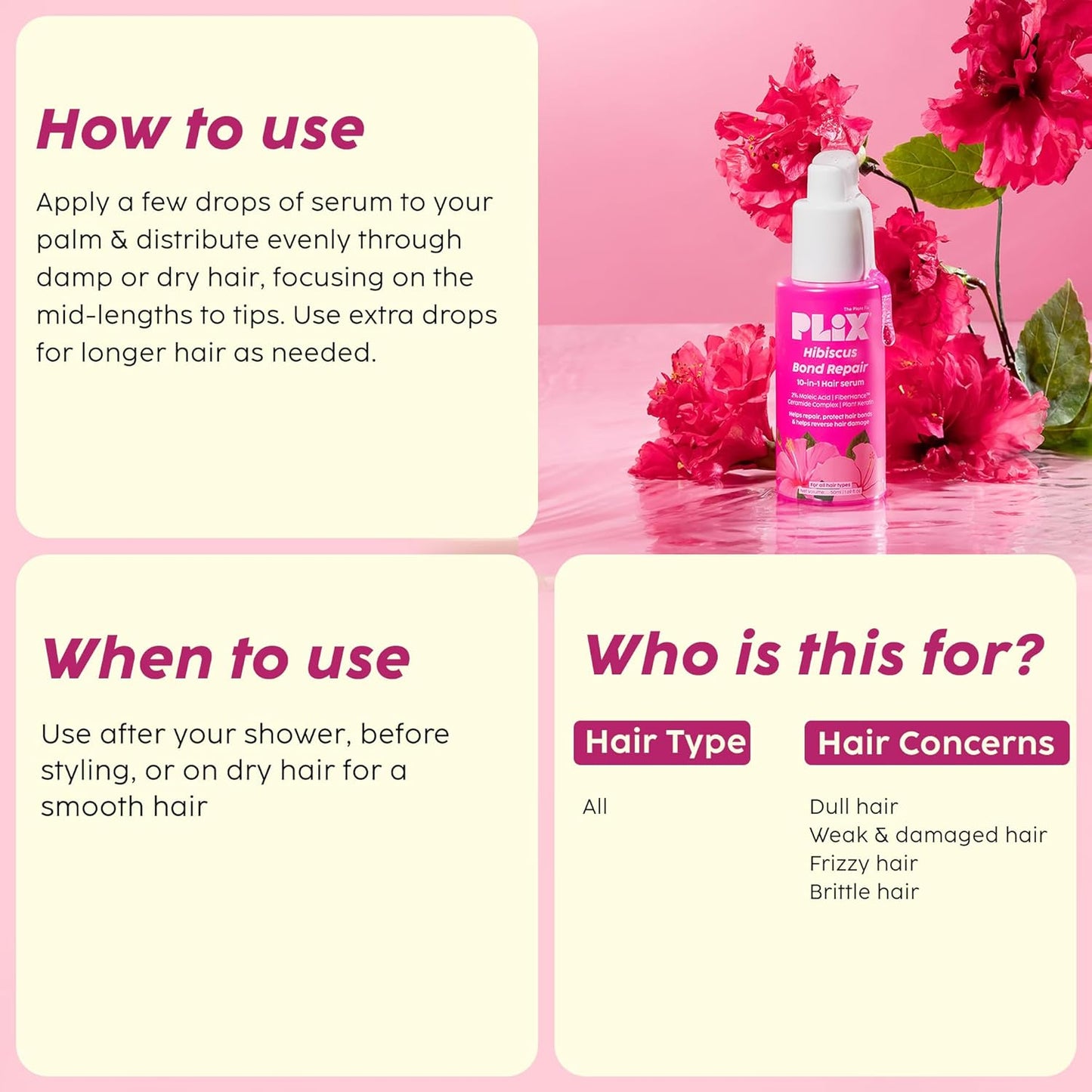 PLIX - THE PLANT FIX Hibiscus Bond Repair 10-in-1 Hair Serum 50ml