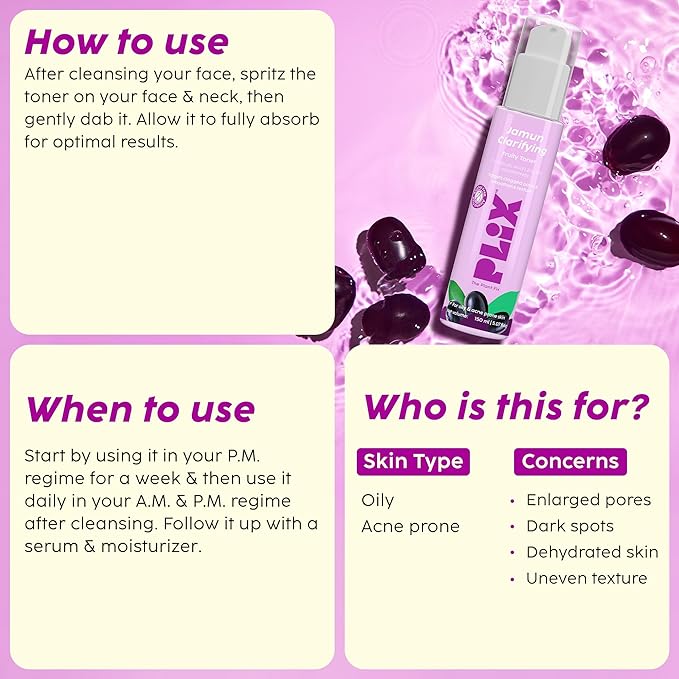 PLIX - THE PLANT FIX Jamun Clarifying Fruity Toner (150 Ml) With Niacinamide & Jamun Extract