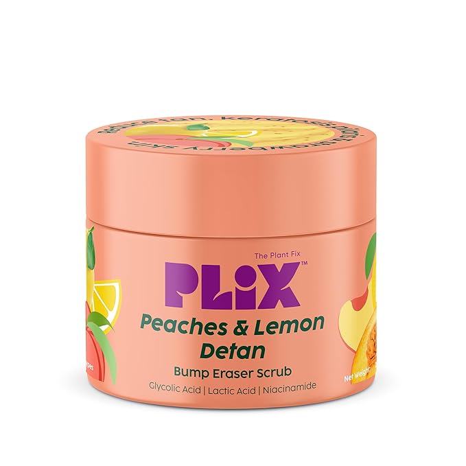 PLIX - THE PLANT FIX Peaches & Lemon Detan Bump Eraser Scrub Removes Tan & Restores Skin’s Moisture, Reduces Dark Spots, Uneven Skin Tone, & Reveals Softer Smoother Skin (200g)