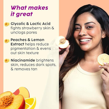 PLIX - THE PLANT FIX Peaches & Lemon Detan Bump Eraser Scrub Removes Tan & Restores Skin’s Moisture, Reduces Dark Spots, Uneven Skin Tone, & Reveals Softer Smoother Skin (200g)