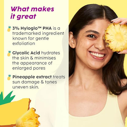 PLIX - THE PLANT FIX Pineapple PHA 3% Alcohol Free Face Toner Pore Tightening & Mild Exfoliation for Oily, Acne Prone, Sensitive & Normal Skin Hydrating Face Toner for Glowing Skin (150ml)