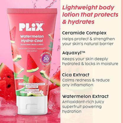 PLIX - THE PLANT FIX Watermelon Hydra-Cool Sunscreen Body Lotion With SPF 50 150ml