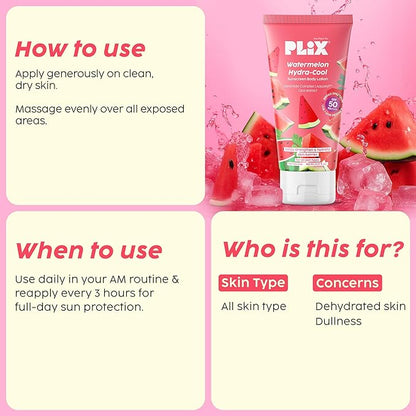 PLIX - THE PLANT FIX Watermelon Hydra-Cool Sunscreen Body Lotion With SPF 50 150ml