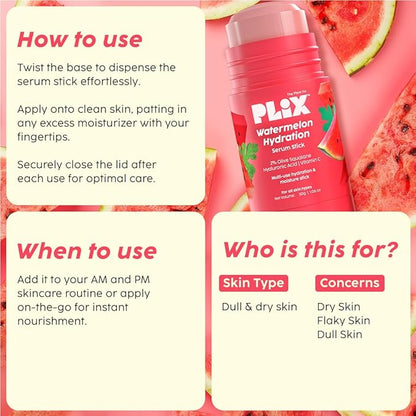 PLIX - THE PLANT FIX Watermelon Hydration Serum Stick for Instant Hydration, Long Lasting Moisturization (30g)
