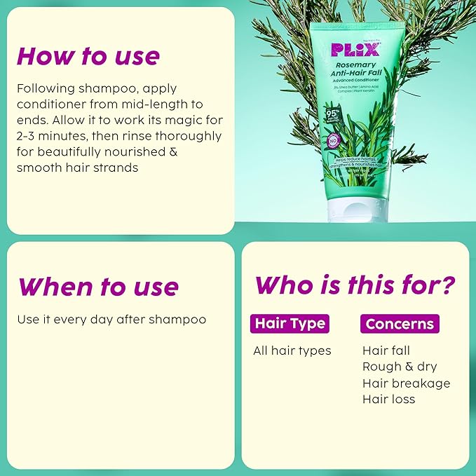 PLIX Rosemary Advanced Anti Hair Fall Conditioner With Rosemary For Reducing Hair Loss, Breakage 175ml