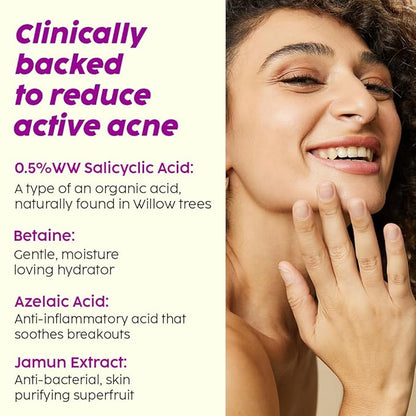 Plix 0.5% Salicylic Acid Jamun Face Wash Cleanser Gel For Active Acne & Oil Control, For Breakouts 100ml