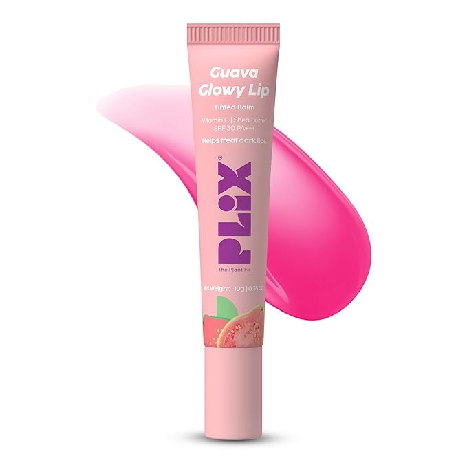 Plix Guava Glowy Lip Tinted Balm Shea Butter & Vitamin E for Soft Lips SPF 30 PA+++ Sun Protection 10g