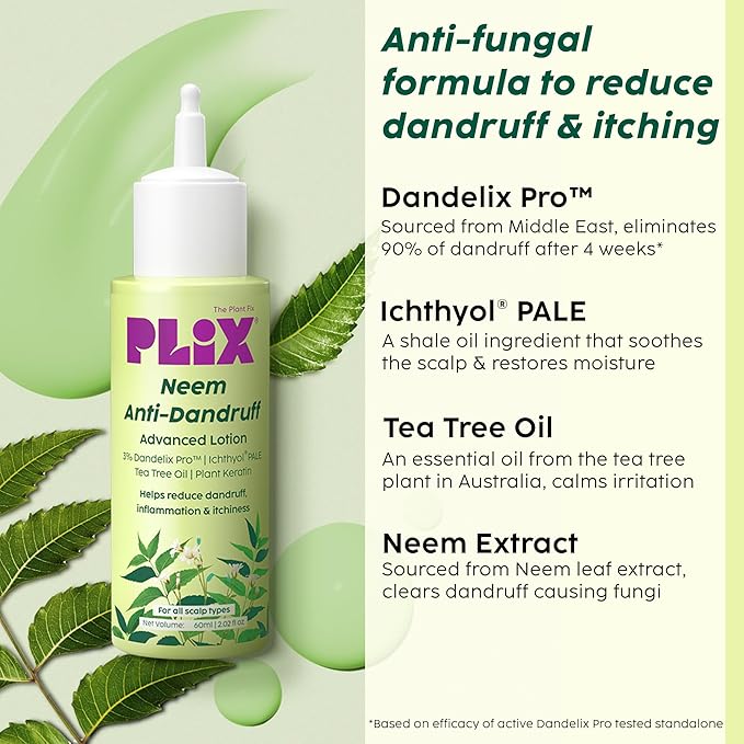Plix Neem Anti-Dandruff Advanced Lotion Reduce Dandruff, Itching & Irritation-60ml