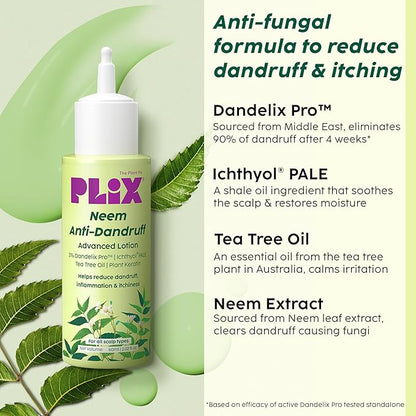 Plix Neem Anti-Dandruff Advanced Lotion Reduce Dandruff, Itching & Irritation-60ml