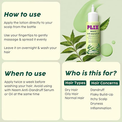 Plix Neem Anti-Dandruff Advanced Lotion Reduce Dandruff, Itching & Irritation Unisex (60ml)