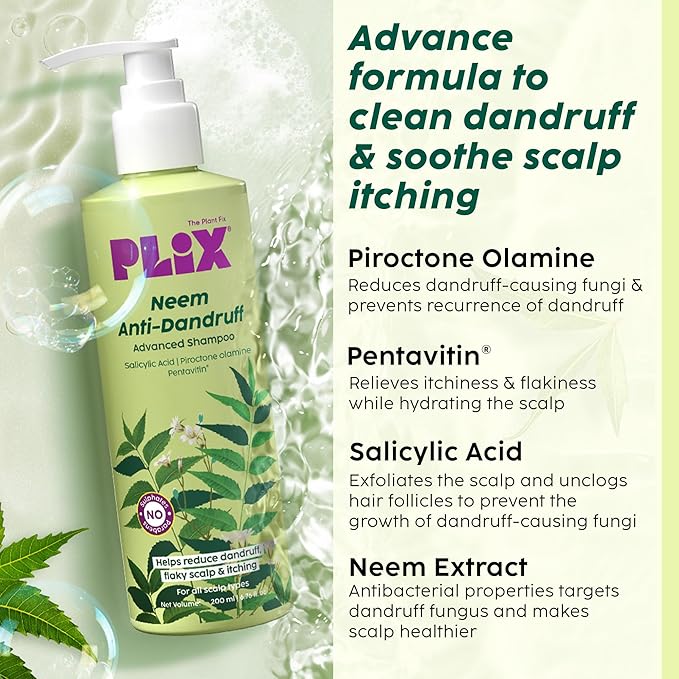 Plix Neem Anti-Dandruff Advanced Shampoo For Men & Women 200ml
