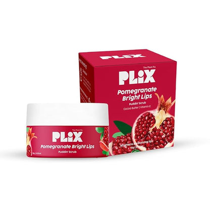 Plix Pomegranate Bright Lips Scrub For Dry & Chapped Lips Reduces Darkening & Pigmentation Brightens & Exfoliates Cocoa Butter & Vitamin E 15 Gms