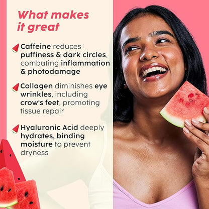 Plix Watermelon Hydrogel Under Eye Patches for Dark Circles & Puffiness Reduction Caffeine & Hyaluronic Acid Eye Patches Instantly Hydrates & Cools 60 Patches