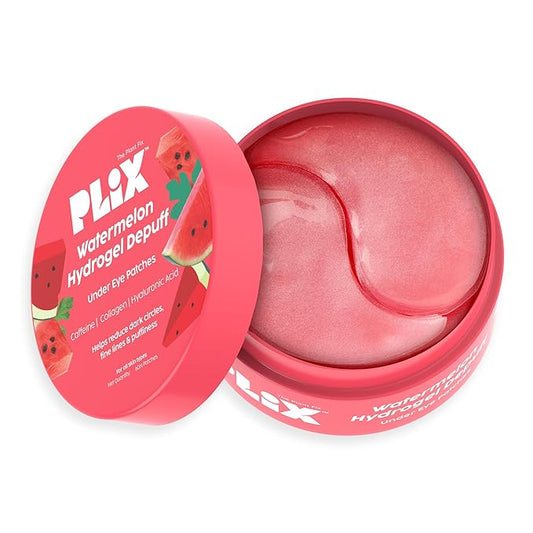 Plix Watermelon Hydrogel Under Eye Patches for Dark Circles & Puffiness Reduction Caffeine & Hyaluronic Acid Eye Patches Instantly Hydrates & Cools 60 Patches