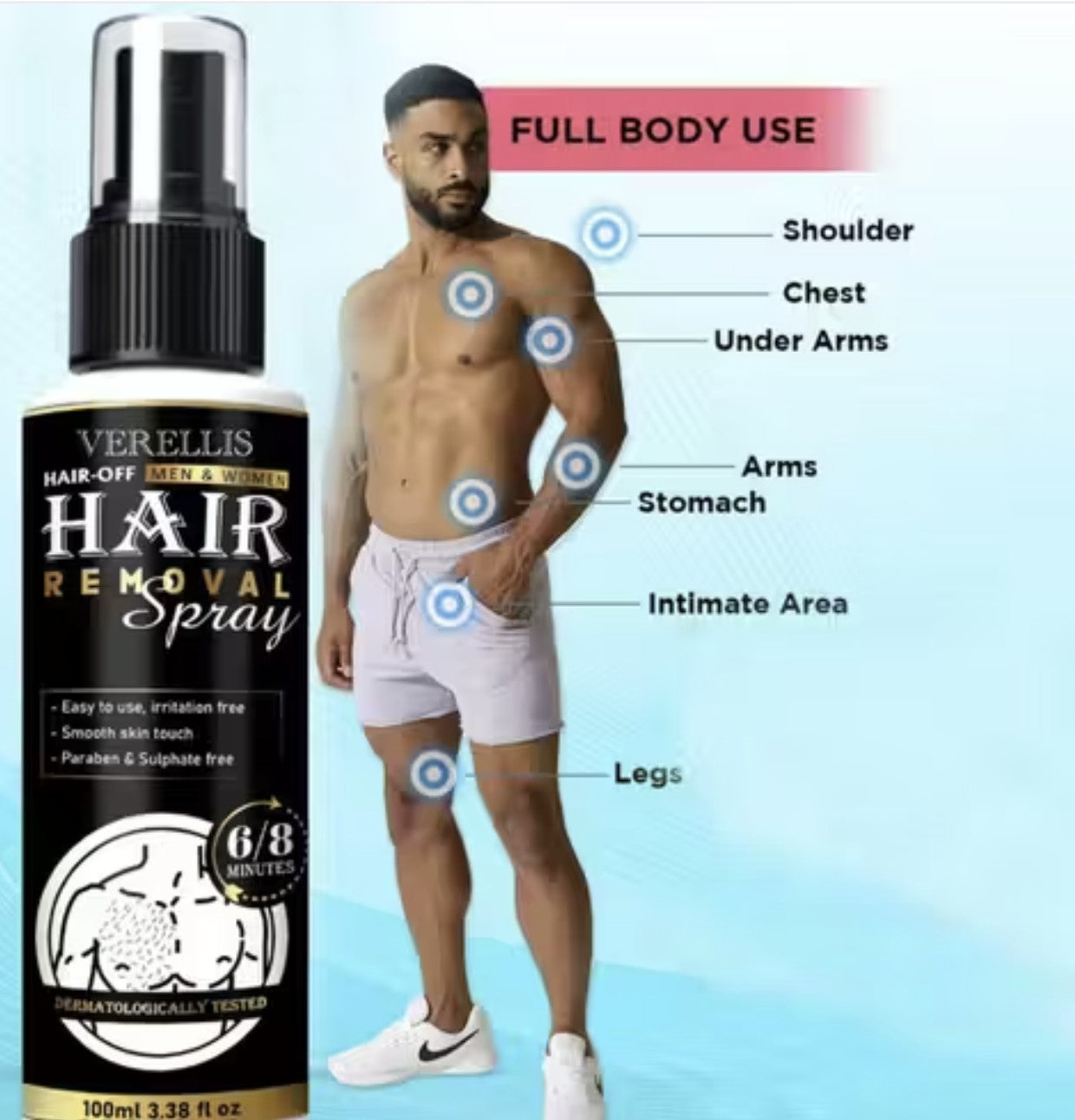 VERELLIS Hair Removal Spray for Men and Women | Spray (100 ml)