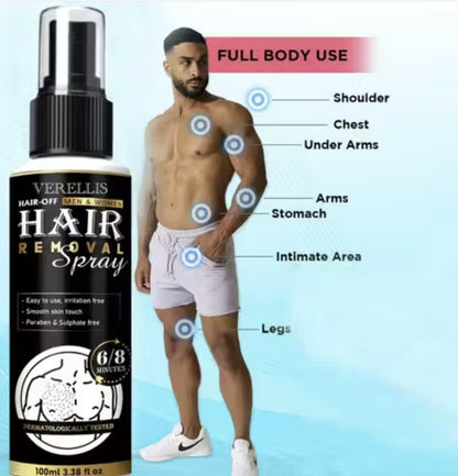 VERELLIS Hair Removal Spray for Men and Women | Spray (100 ml)