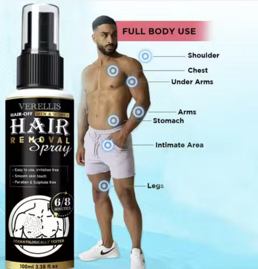 VERELLIS Hair Removal Spray for Men and Women | Spray (100 ml)